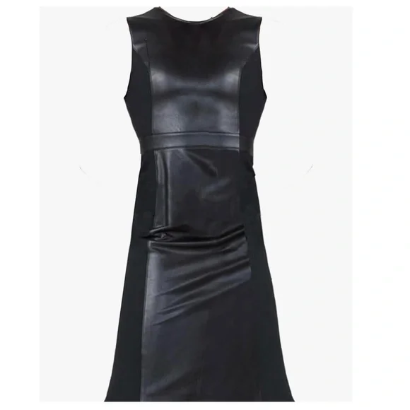 SPANX | Dresses | Spanx Leatherlike Combo Fitted Dress | Poshmark